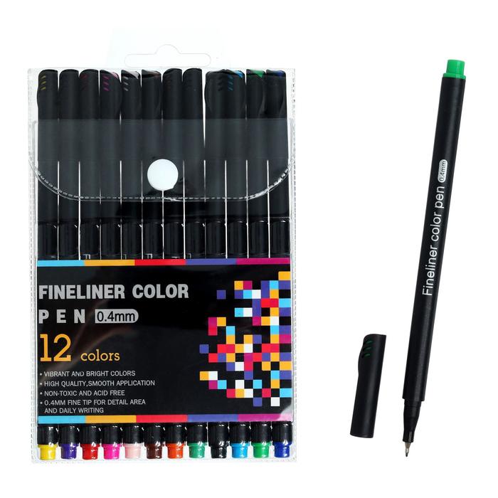 Набор маркеров профессиональных, 12 цветов 0,4 мм - Фото 1