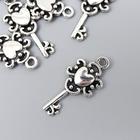 Декор для творчества металл "Ключик с сердечком" серебро 2,6х1,2 см (комплект 15 шт) - фото 21280602