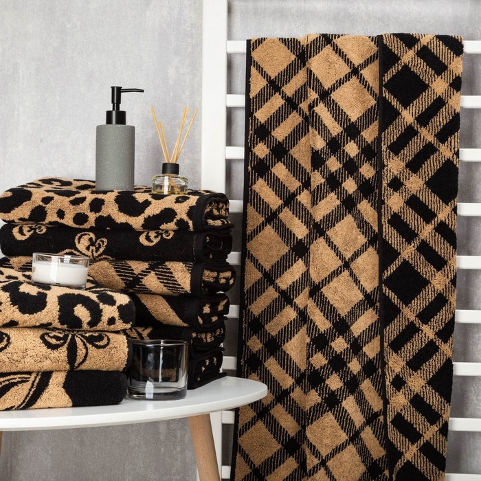 Полотенце махровое Этель «Клетка» 70×130 см, 420 г/м², 100% хлопок - Фото 1