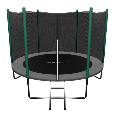 Батут ONLYTOP, d=305 см, высота сетки 173 см, с лестницей, цвет серый/салатовый