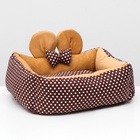 Лежанка «Милаш», 52×42×15, бязь, плюш, бежево-коричневая - Фото 2