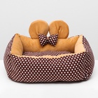 Лежанка «Милаш», 52×42×15, бязь, плюш, бежево-коричневая - Фото 3