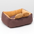 Лежанка «Милаш», 52×42×15, бязь, плюш, бежево-коричневая - Фото 4