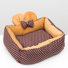 Лежанка «Милаш», 52×42×15, бязь, плюш, бежево-коричневая - Фото 5