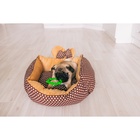 Лежанка «Милаш», 52×42×15, бязь, плюш, бежево-коричневая - Фото 7