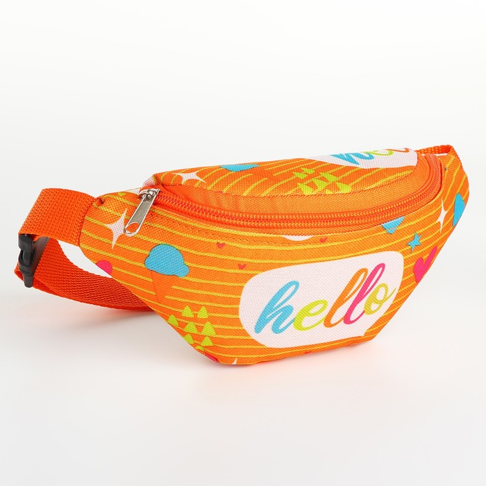 Сумка поясная детская для девочки на молнии, оранжевая - Фото 1