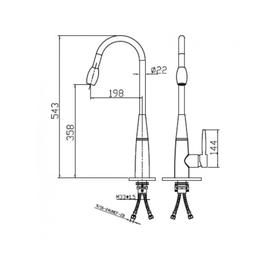 

Смеситель для кухни KAISER King 2070837, однорычажный, длина излива 198 мм, хром
