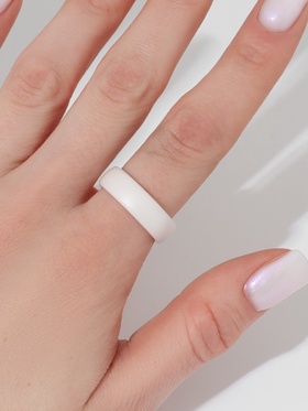 Кольцо керамика «Линия», белое, матовое, 17.5 размер  (артикул 6987985)  большой выбор товаров оптом и в розницу по низким ценам с доставкой