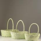 Корзина плетёная для хранения Fell, из лозы, с ручкой, светло-зелёная, набор 3 шт.  (артикул 6970356)  большой выбор товаров оптом и в розницу по низким ценам с доставкой