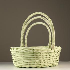 Корзина плетёная для хранения Fell, из лозы, с ручкой, светло-зелёная, набор 3 шт.