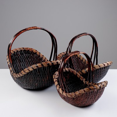 Набор корзин плетёных, 3 шт.,58×32×19×13×36 см, 50×26×17×11×30 см,42×20×15×9×24 см, лоза