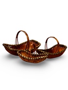 Набор корзин плетёных, 3 шт.,58×32×19×13×36 см, 50×26×17×11×30 см,42×20×15×9×24 см, лоза 6970361