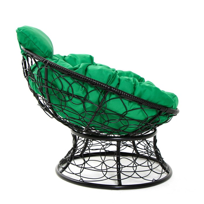 Кресло "Папасан" мини, ротанг, 81х68х77см, подушка зеленая микс - фото 1891076908