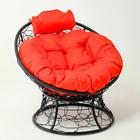 Кресло "Папасан" мини, ротанг, с красной подушкой, черный каркас, 81х68х77см - фото 12398922