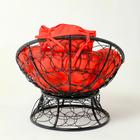 Кресло "Папасан" мини, ротанг, с красной подушкой, черный каркас, 81х68х77см - Фото 3