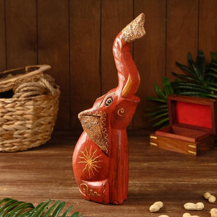 Сувенир «Слон красный», 7×11×40 см, дерево - Фото 1