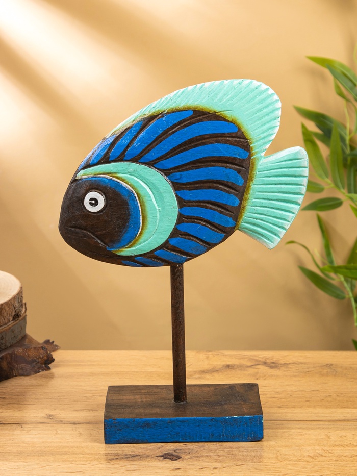 Сувенир «Рыба синяя», на подставке, 25×7×33 см, дерево - Фото 1