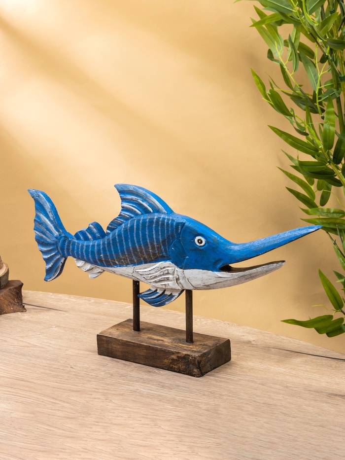 Сувенир «Рыба-меч на подставке», 52×9×25 см, дерево
