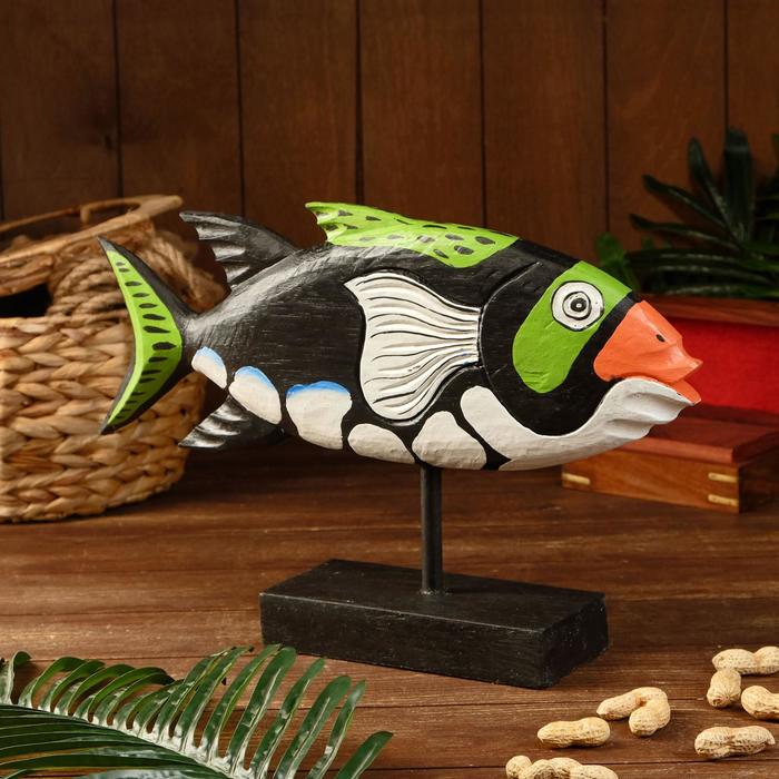 Сувенир «Рыба разноцветная», на подставке, 40×9×27 см, дерево - Фото 1