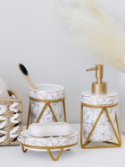 Аксессуары для ванной SAVANNA «Геометрика», 3 предмета, мыльница, дозатор для мыла 290 мл, стакан, белые - Фото 11