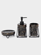 Аксессуары для ванной SAVANNA «Геометрика», 3 предмета, мыльница, дозатор для мыла 290 мл, стакан, чёрные - Фото 4