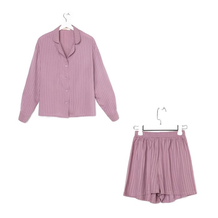 Пижама женская (рубашка, шорты) KAFTAN, сиреневая, размер 44-46