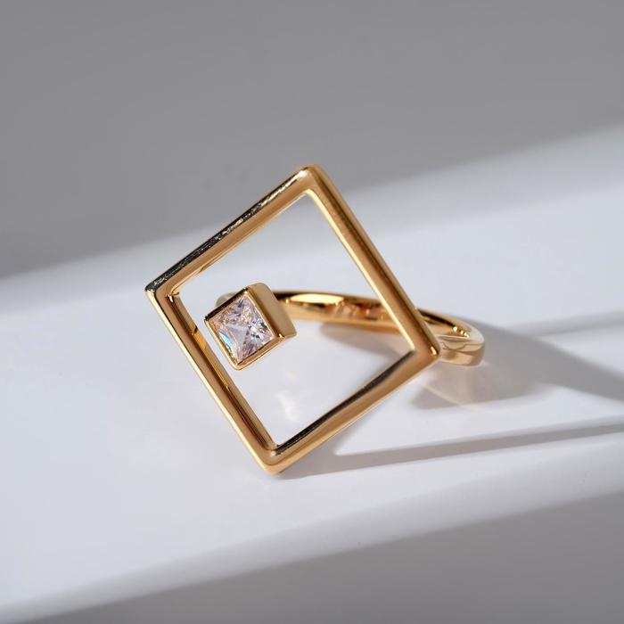 Кольцо «Тренд» страза в серединке, цвет белый в золоте (от 19 размера) - Фото 1