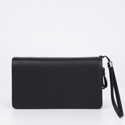 Клатч мужской с ручкой, на молнии, 22×5×12 см, чёрный