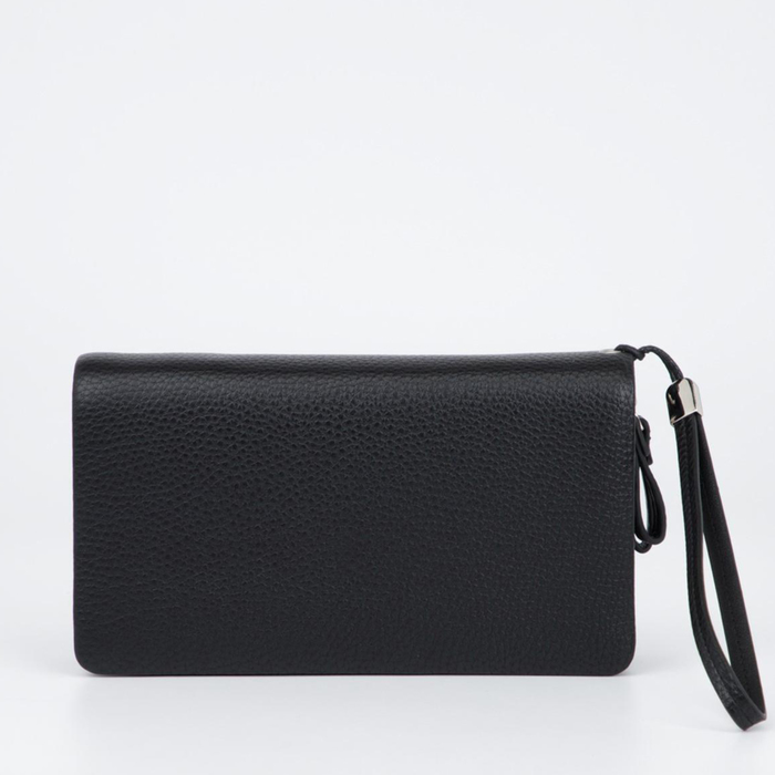 Клатч мужской с ручкой, на молнии, 22×5×12 см, чёрный - Фото 1