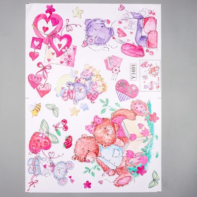 Наклейка интерьерная цветная «Медвежата, любовь», 50×70 см