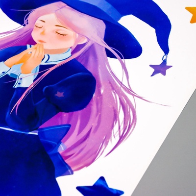 Наклейка интерьерная цветная «Девушка-звездочёт», 60×90 см