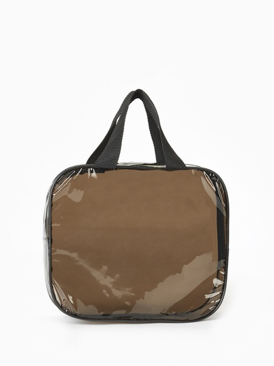 Косметичка-сумка на молнии для бассейна, большая, с ручками, прозрачная/коричневая