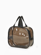 Косметичка-сумка на молнии для бассейна, большая, с ручками, прозрачная/коричневая - Фото 2