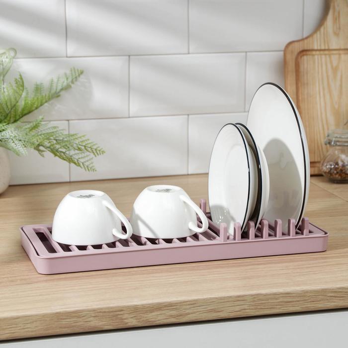 Сушилка для посуды «Мини», 37×15 см, цвет пудровый - Фото 1