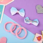 Набор для волос «Марта», 5 шт.: 3 резинки, 2 зажима, небо, розово-голубой 5503134