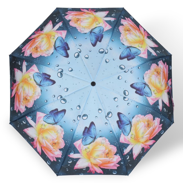 Зонт полуавтоматический «Дождливый день», 3 сложения, 8 спиц, R = 49 см, цвет МИКС - фото 1885171786