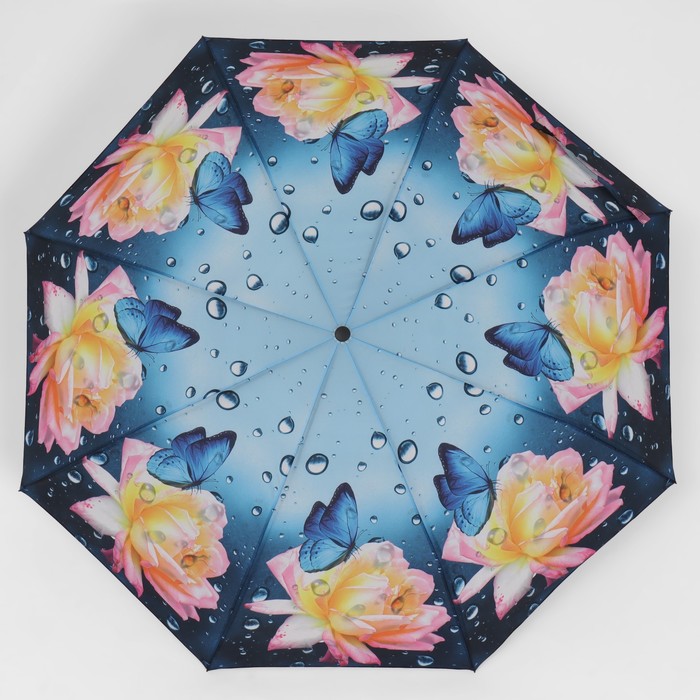 Зонт полуавтоматический «Дождливый день», 3 сложения, 8 спиц, R = 49 см, цвет МИКС - фото 1885171789