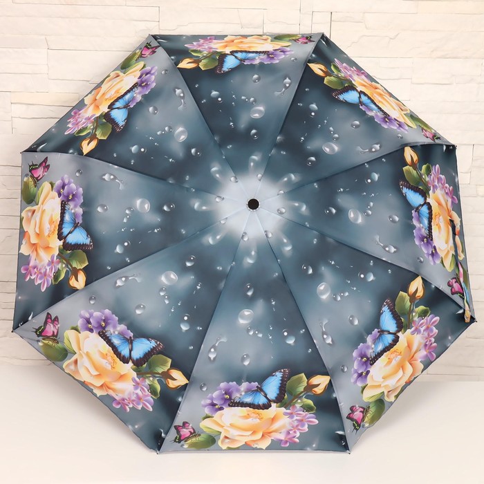 Зонт полуавтоматический «Дождливый день», 3 сложения, 8 спиц, R = 49 см, цвет МИКС - фото 1885171790