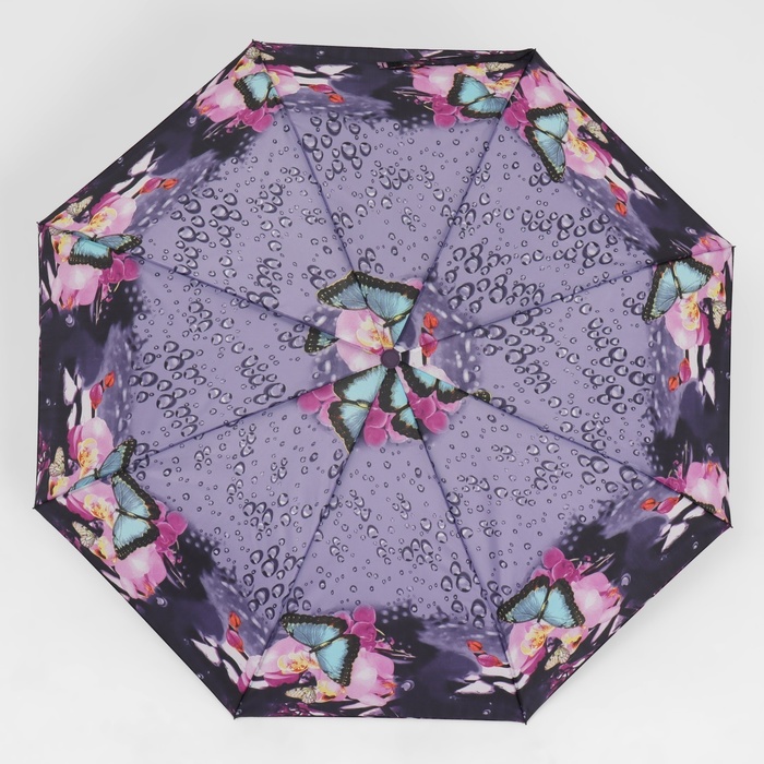 Зонт автоматический «Olivia», эпонж, 3 сложения, 8 спиц, R = 47 см, цвет МИКС - фото 1907244640