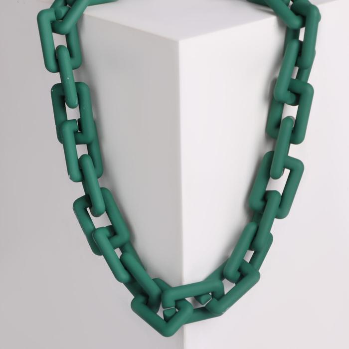 Колье «Цепь» прямые углы, цвет зелёный, 48см - Фото 1