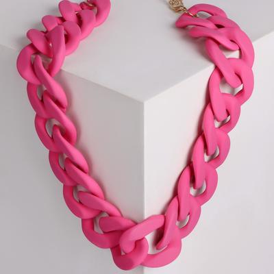 Колье «Цепь» диагональ, цвет ярко-розовый ,48см