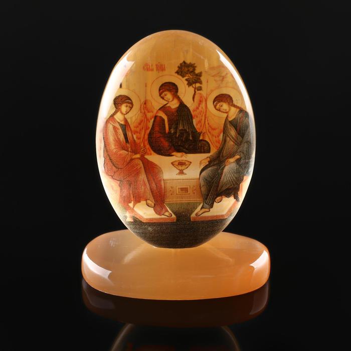 Икона «Святая Троица», овал на поставке с фоном, настольная, селенит - Фото 1