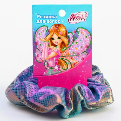 Резинка для волос блестящая голубая, WINX
