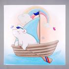 Наклейка пластик интерьерная цветная "Белый мишка в лодочке" 58х60 см - фото 6426850