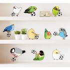 Наклейка пластик интерьерная цветная "Попугайчики и футбольный мяч" 50х70 см - фото 9278914