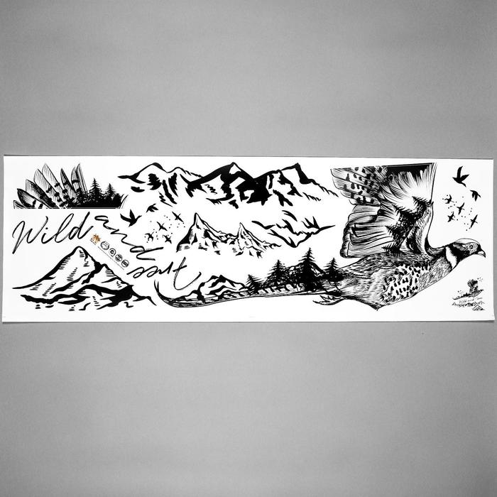 Наклейка интерьерная чёрная «Дикая птица», 30×90 см