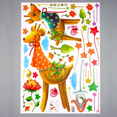 Наклейка интерьерная цветная «Олешки в накидках в горох», 50×70 см