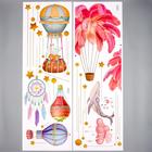 Наклейка пластик интерьерная цветная "Воздушные шары среди звёзд" 30х90 см набор 2 листа - фото 61011127