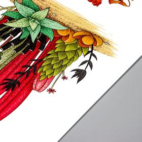 Наклейка пластик интерьерная цветная "Суккуленты в пустыне" 60х90 см