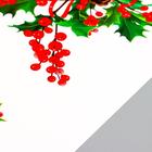 Наклейка пластик интерьерная цветная "Зимняя веточка с ягодами и шишками" 20х30 см - Фото 3